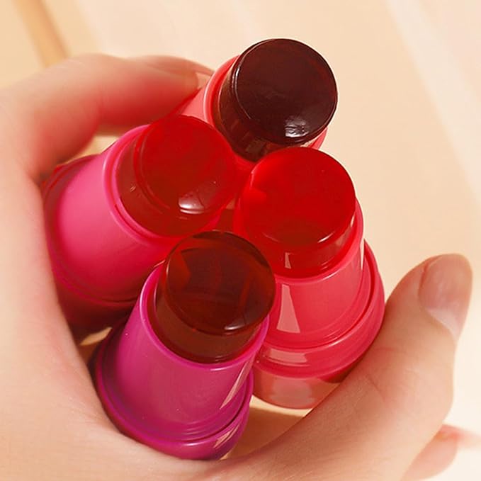 Cooling Water Jelly Tint Blush,4 Colors Multi-Use Tint Blush Makeup Stick Watercolor Finish for Lips and Cheek Stain, Moisturising Waterproof Non-Stick-Velvo Beauty
