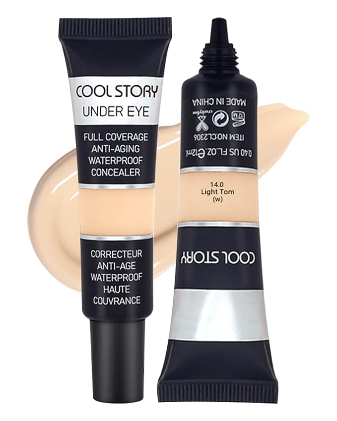 2 PCS Under Eye Concealer Full Coverage, Waterproof Color Correcting Concealer All Day Coverage Dark Circles, Puffiness, Redness, Lightweight Cream Foundation Brightener, Natural Matte Finish, light W-Velvo Beauty