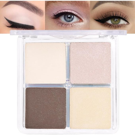 evpct Eyeshadow Quad Palette, Nude Champagne Cocoa Brown Beige Glitter Shimmer Metallic Matte High Pigment Eye shadow Palette Makeup for older Women, Smudge Proof Vegan Cruelty-free, Natural Nudes-Velvo Beauty