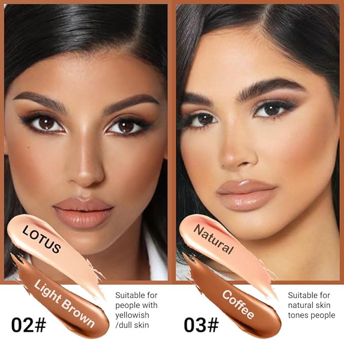 evpct 4 Color Contour Stick Makeup Set Concealer Bronzer Stick Cream Contour Palette Contour Contouring Makeup Kit for Beginner Face Highlighter Makeup Stick Liquid Contour contorno maquillaje 02+03-Velvo Beauty