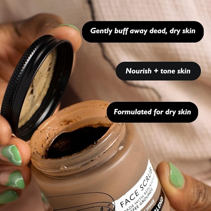 UpCircle Coffee Face Scrub - Citrus Blend For Normal + Dry Skin 3.5oz- Shea Butter, Coconut + Rosehip Oil - Natural, Vegan Face Exfoliator For Soft, Smooth Skin-Velvo Beauty