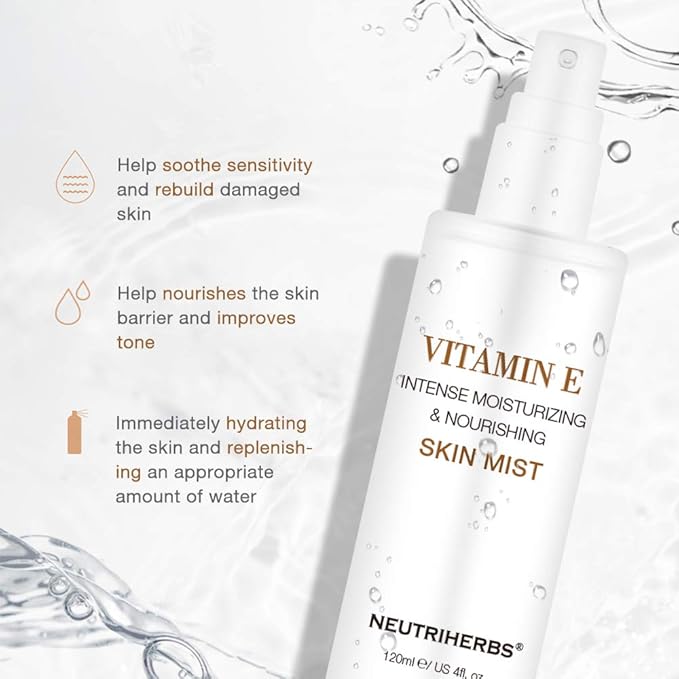 Neutriherbs Face Mist Vitamin E Hydrating Face Mist Natural Facial Spray Mist Moisturizing Soothing Skin Care US 4 fl.oz-Velvo Beauty
