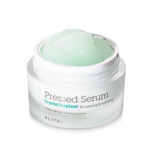 BLITHE Pressed Serum Crystal Iceplant Face Moisturizing Gel - Kbeauty Best Skin Cream for Dry Skin, Korean Serum for Combination Skin & Redness Relief, Face Moisturizer for Dry Skin Cream 1.68 Oz-Velvo Beauty
