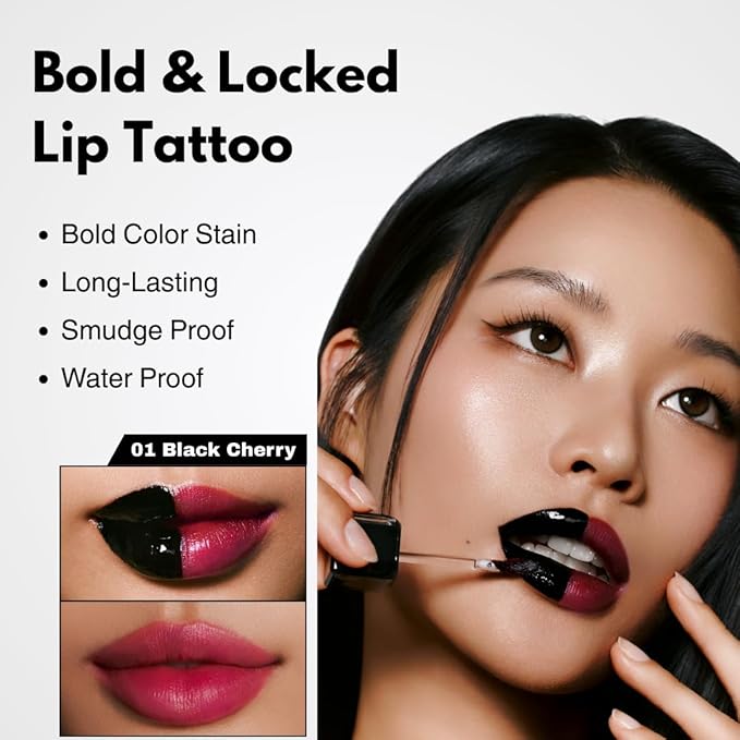 MILKTOUCH Black Peel Off Lip Tattoo - Long-Lasting Matte Lip, Waterproof & Transfer-Proof, Highly Pigmented, Stay-On-All-Day Lip Tint Stain (4.5g) #05 Black Fig-Velvo Beauty
