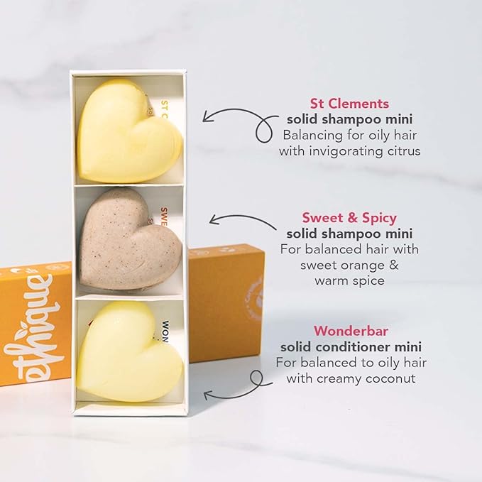 Ethique Discovery Pack for Oily Hair - Shampoo & Conditioner - Plastic-Free, Vegan, Cruelty-Free, Eco-Friendly, 3 Travel Bars, 1.59 oz (Pack of 1)-Velvo Beauty