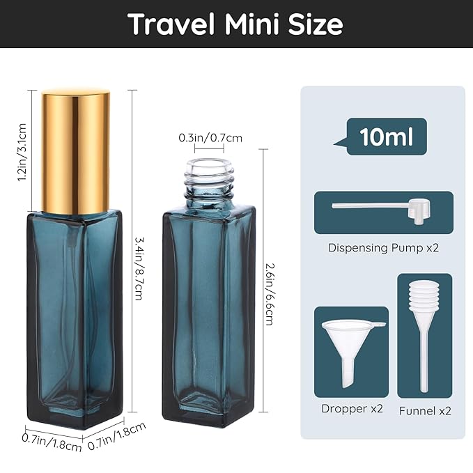 Segbeauty Atomizer Sprayer for Perfume, 10 Packs Glass Perfume Bottles Empty, 10ML Travel Refillable Perfume Bottle Portable Sprayer Atomizer Travel Accessory Toiletries Cosmetic Dispenser Bottle-Velvo Beauty