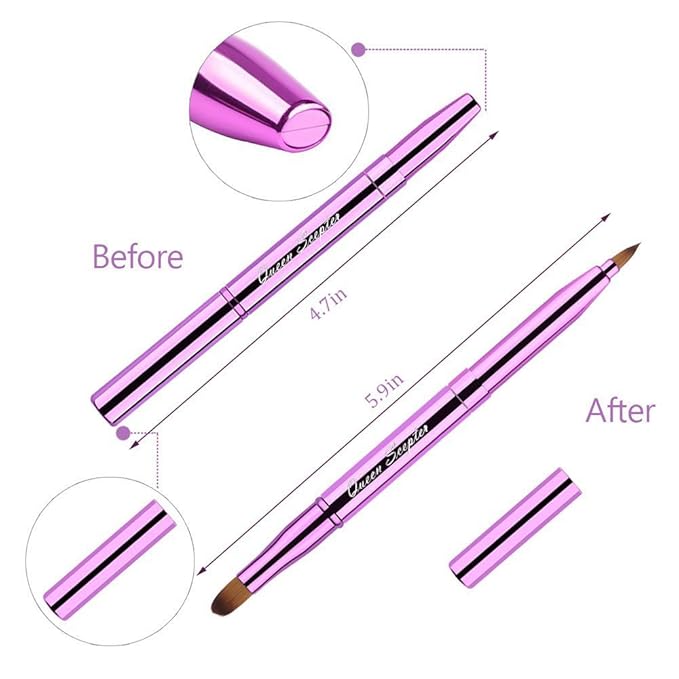 Retractable Dual End Lip Brush Concealer Brush with Cap, Lipstick Eyeshadow Foundation Makeup Brushes Gold, Black, Purple-Velvo Beauty