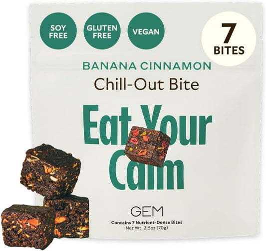 GEM Calm Essentials Vitamin with Magnesium for Stress Support and Focus, Lemon Balm, Gluten Free, Vegan, Banana Cinnamon, 1 Pack of 7-Velvo Beauty