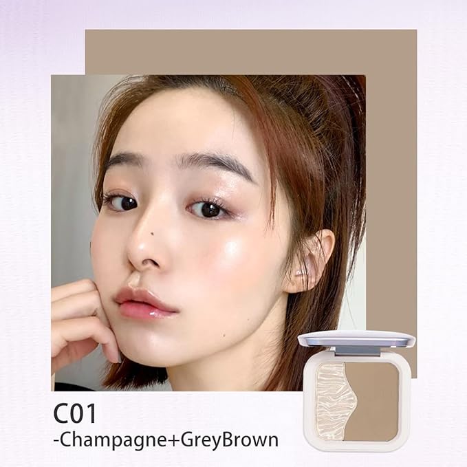 ELLESY Highlighter Makeup Palette Face Sculpting Highlighter Contouring Palette Lightweight Makeup Kit Silky Texture Contour Powder Palette with brush-C01-Velvo Beauty