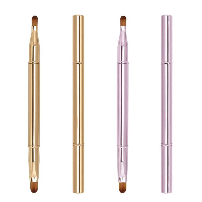 Unaone 2 Pack Lip Brush for Lipstick, Dual-Ended Lip Makeup Brush with Lid, Lipstick Brush for Lip Gloss-Velvo Beauty