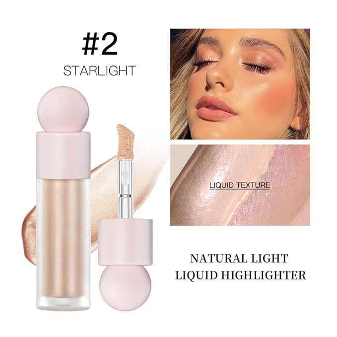 Liquid Highlighter Natural Glow For Face & Body, Waterproof Moisturizing Light Liquid Luminizer For Long Lasting Shimmer, Contour Highlighter Stick Easy to Apply with Cushion Applicator-Velvo Beauty
