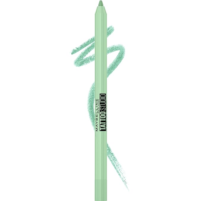 MAYBELLINE New York Tattoo Studio Long-Lasting Sharpenable Eyeliner Pencil, Glide on Smooth Gel Pigments with 36 Hour Wear, Waterproof Lime Smash 0.04 oz-Velvo Beauty