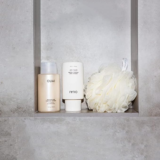OUAI Medium Shampoo and Conditioner Set - Sulfate Free Shampoo and Conditioner for Medium Hair - Made with Keratin, Shea Butter & Avocado Oil - Free of Parabens & Phthalates (10 Fl Oz)-Velvo Beauty