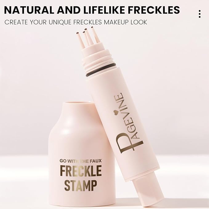 Freckle Stamp Pen,Fake Freckles Stain Marker Pencil Tool for Natural and Lifelike Sunkissed Face Freckle Makeup for Waterproof and Long-Lasting,Quick Dry 5-Point Faux Freckle Stamp Cushion, 02 Medium-Velvo Beauty
