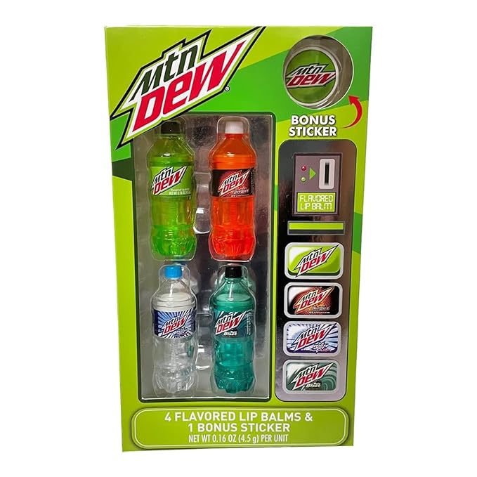 Mountain Dew Flavored Lip Balm 5-Piece Vending Machine Pack, Green, 5 Piece Set-Velvo Beauty
