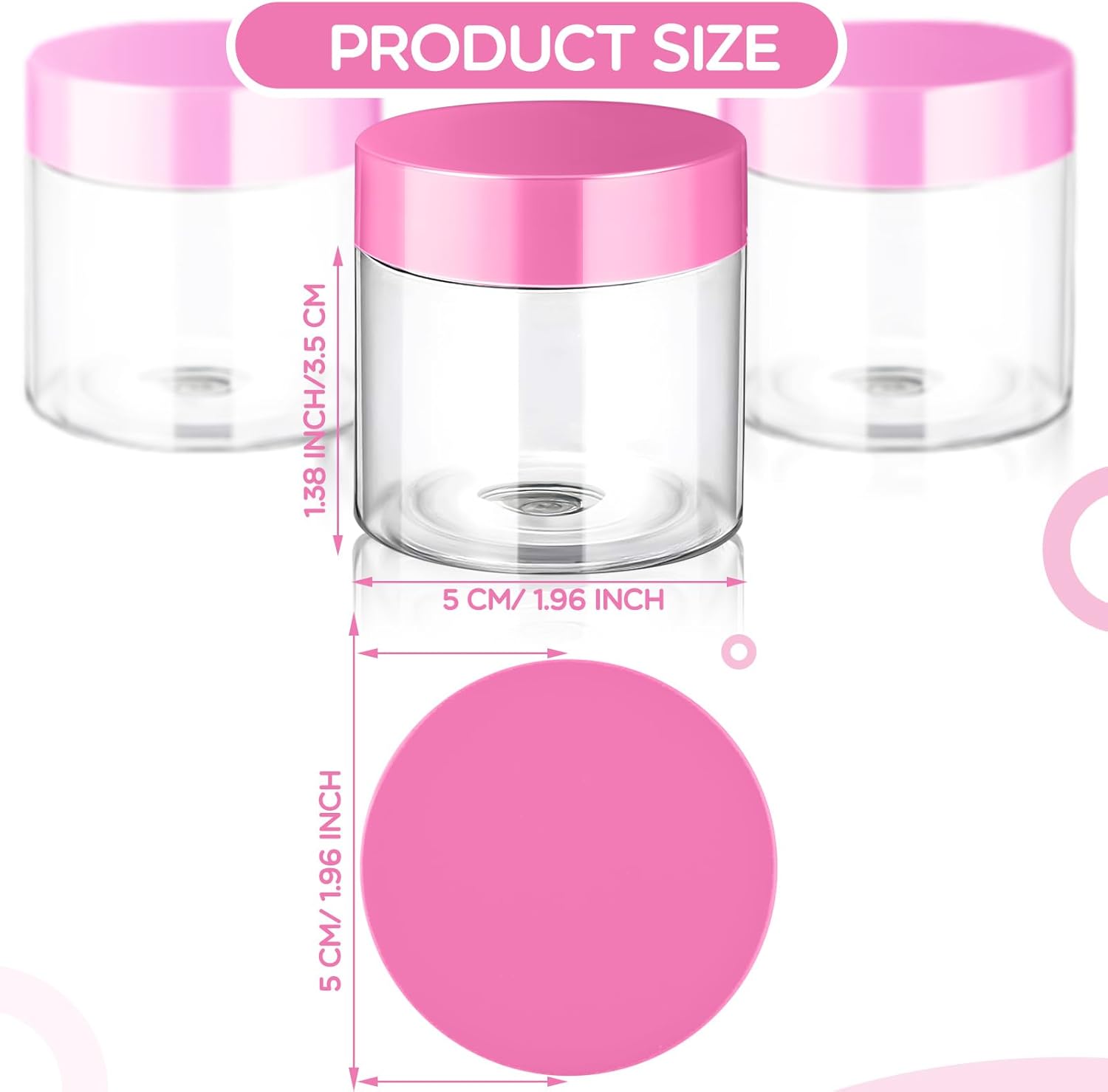 SATINIOR 100 Pcs Plastic Jars with Lids Small Containers Lids Wide Mouth Small Plastic Containers for Lotion Cream Rhinestones Body Butters Travel Storage(2 oz,Pink)-Velvo Beauty