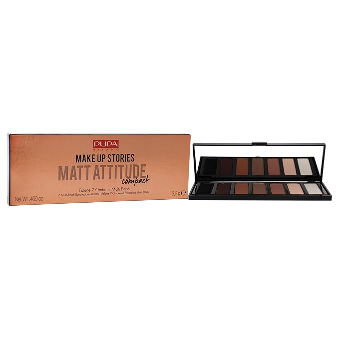 Pupa Milano Make Up Stories Eyeshadow Palette 003 Matt Attitude - 7-Shade Shadow Collection with Matte, Satin, and Metallic Color Options - High Pigment Formula - Soft, Blendable Texture - 0.469 oz-Velvo Beauty