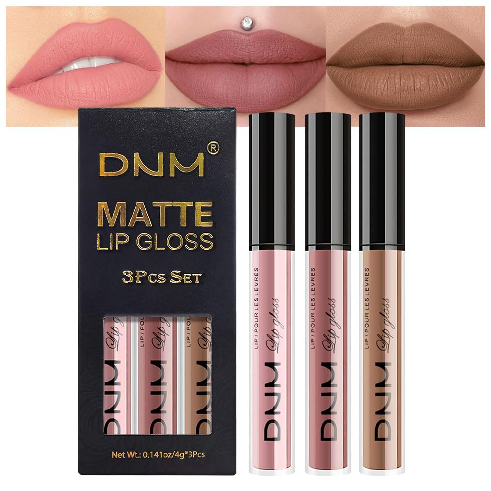 evpct 3Pcs Light Neutral Nude Matte Liquid Lipstick Lip Stain Sets for Women, Matte Lipstick Long Lasting Waterproof Permanent 24 Hours original, Magic Lip Sticks Pack for Halloween Daily Makeup-Velvo Beauty