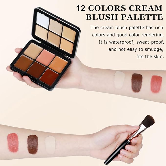 12 Colors Cream Concealer Palette, Long Lasting Full Coverage Correcting Concealer Palette Foundation Camouflage Makeup Contour Palette for or Under Eye Dark Circles, Acne Marks, Facial Spots-Velvo Beauty