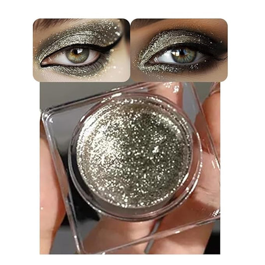 Single Glitter Eyeshadow, Shimmer Eyeshadow Palette, Korean Eye Glitter Makeup, Ultra-Blendable, Sparkle Gold Eye Shadow, Single Shade Metallic Pigmented, (Brown)-Velvo Beauty