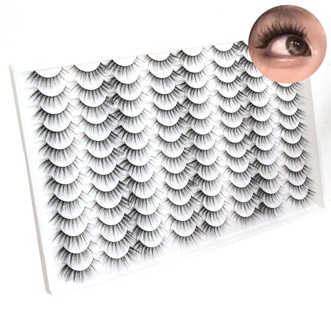 False Eyelashes 48 Pairs Faux Mink Lashes 14mm Wispy Lashes 3D Fluffy Cat Eye Lashes Pack Bulk Wholesale Strip Lashes(style 48-041)-Velvo Beauty