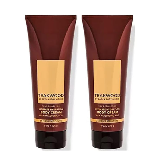 Bath and Body Works Teakwood Men's Collection Ultimate Hydration Ultra Shea Body Cream 8 Oz 2 Pack (Teakwood)-Velvo Beauty