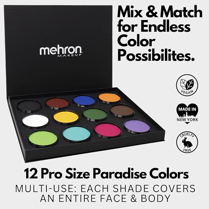 Mehron Makeup Paradise Makeup AQ ProPalette - 12 Colors-Velvo Beauty