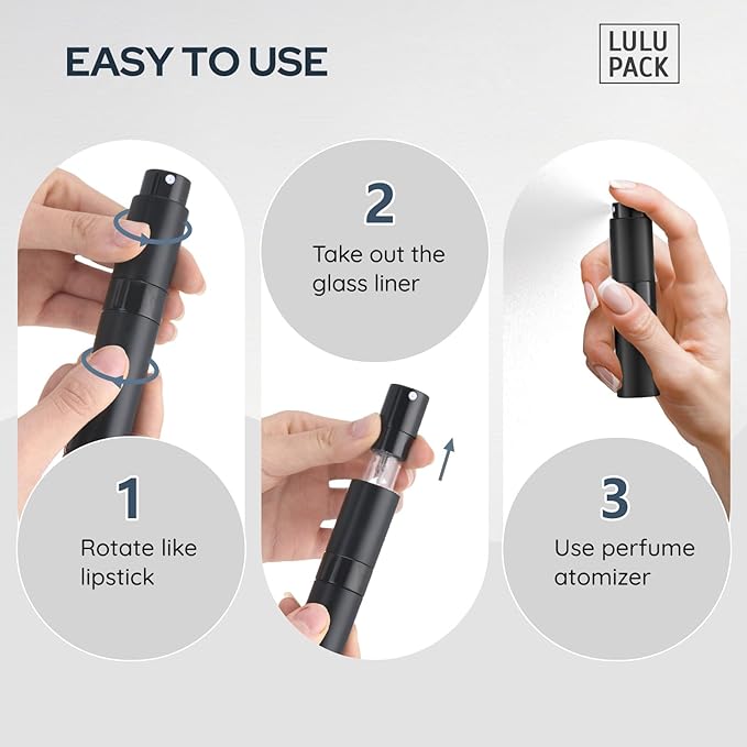 Travel Perfume Bottle Refillable - Cologne Spray Atomizer Mini - Small Travel Size Sprayer Empty for Refill Sample Container - Portable Fragrance Decant Dispenser for Men Women 8ml 4PCS Black-Velvo Beauty