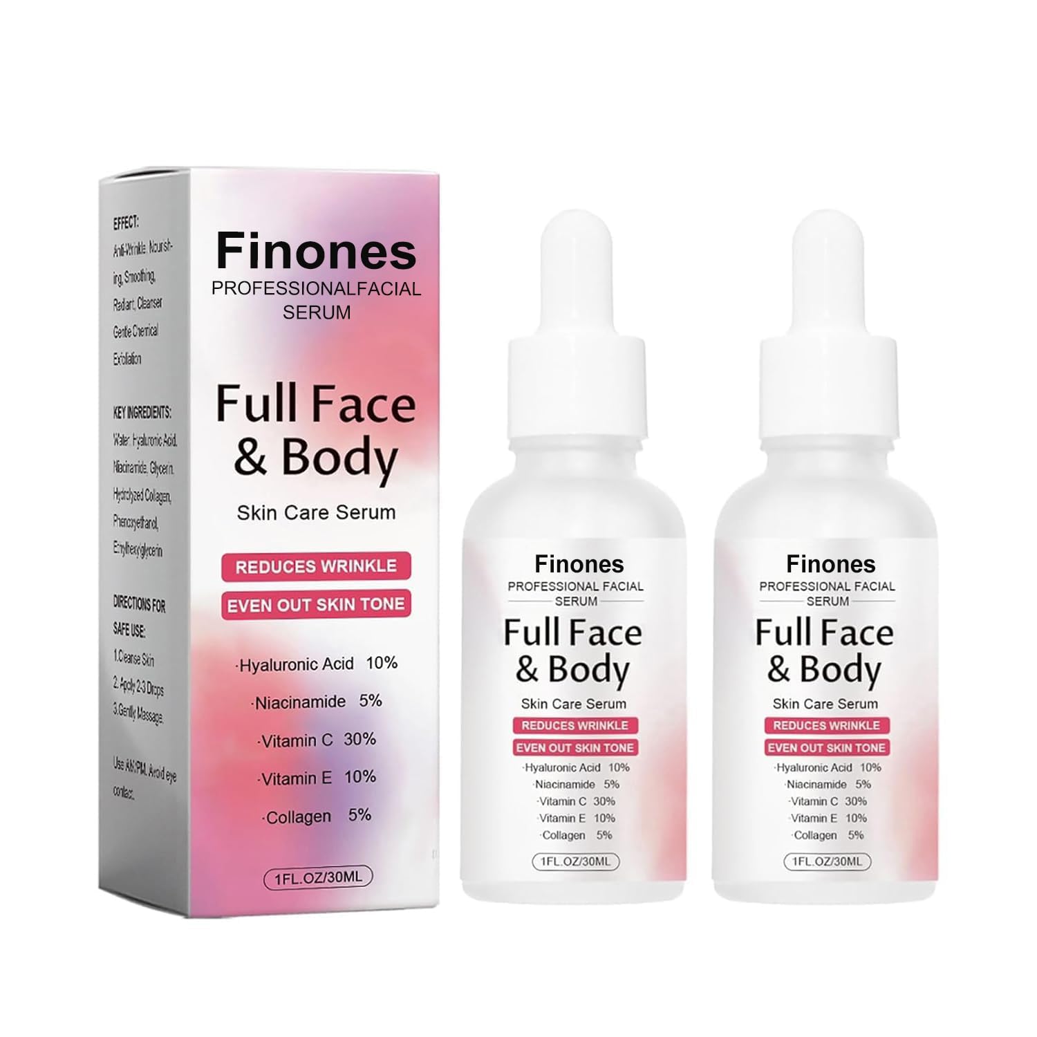 Skin Vitamin Serum, Finones Full Face and Body Serum, 5 in 1 Anti Wrinkle Firming Suero, Anti-Aging Essence, Lifting Firming Essence, Hydrate Moisturize, Reduce Fine Lines-Velvo Beauty