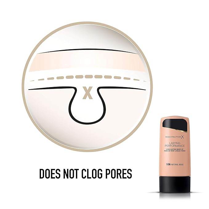 Max Factor, Long Lasting Performance No.106, Natural Beige, Foundation, 1.1 Ounce-Velvo Beauty