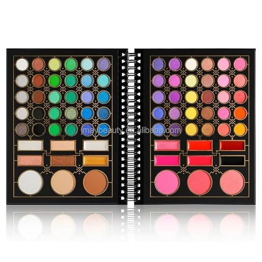 NATURAL GLARE makeup pallet All in one makeup pallet notebook contains 78 colors, setting powder, Bronze, Blush, Lipstick, ans of course our lovely eye shadows. the colors bring out all seasons.-Velvo Beauty
