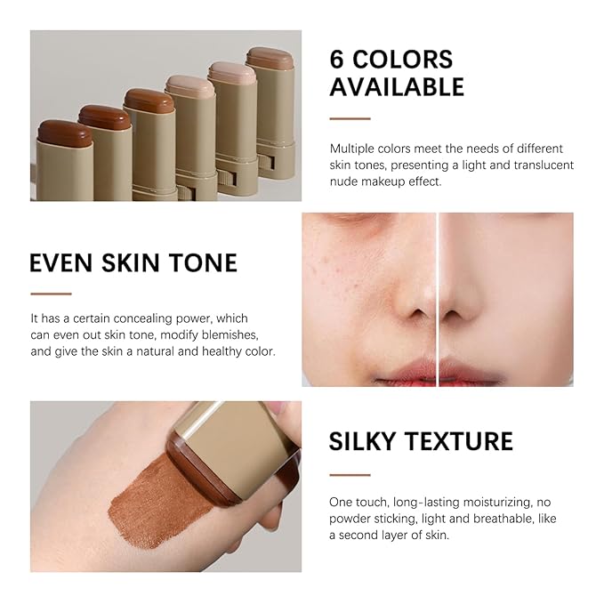 Beauty Balm Serum Boosted Skin Tint – Hydrating Tinted Moisturizer, Lightweight Solid Tinted Foundation Stick for Flawless, Sheer to Medium Coverage, Radiant & Dewy Finish, All-Day Wear (6#, 1)-Velvo Beauty