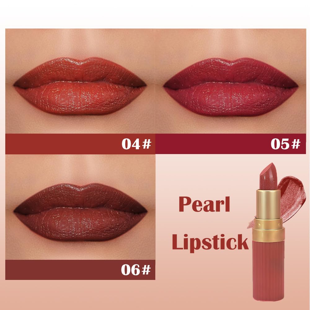 3Pcs Metallic Lipstick for Women,Lightweight Shimmer Frosted Lipstick,Glitter Lip Gloss Stain Long Lasting Waterproof Smudge Proof 24 Hour Full Coverage Lip Makeup,Vegan(04,05,06)-Velvo Beauty
