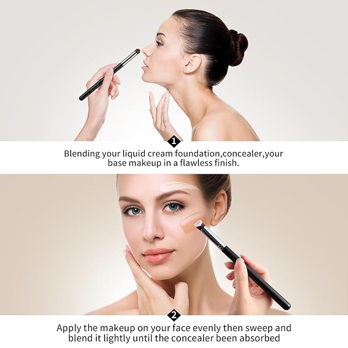 EIGSHOW Angled Concealer Brush Under Eye for Covering Sun Spots Acne Blemishes Concealing Contouring Setting with Liquid Cream (E861)-Velvo Beauty