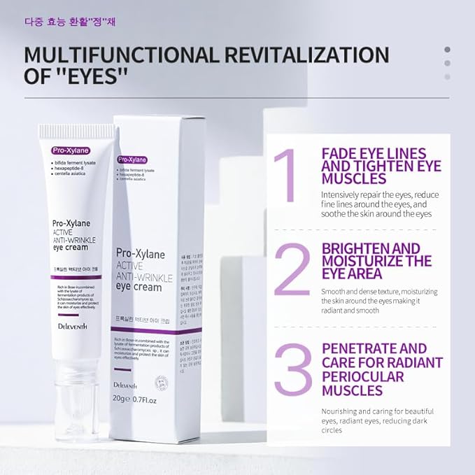 Korea Active Anti-Wrinkle Eye Cream 20g / Anti-Aging, Fade Fine Lines, Remove Dark Circles, Moisturizing and Repair Eye Skin, Prevent New Wrinkles, Rejuvenate and Tighten Delicate Eye Area-Velvo Beauty