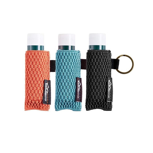 WK IEASON Lip Balm Sleeves Holder Keychain 3pcs Clip on Chapstick Lipstick Sleeves Keychain Holder Pouch Tight-Knit Elastic Lipstick Sleeves Key Ring(Black/Jade/Orange)-Velvo Beauty