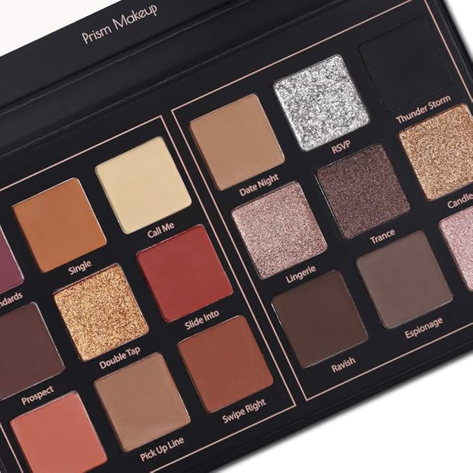 Prism Makeup Matte Eyeshadow Palette Pro 18 Colors Pigmented Shimmer Glitter Eye Shadow Palette, Long Lasting Waterproof Smokey Powder Cosmetics Halloween Makeup Kit (01# Seductress)-Velvo Beauty
