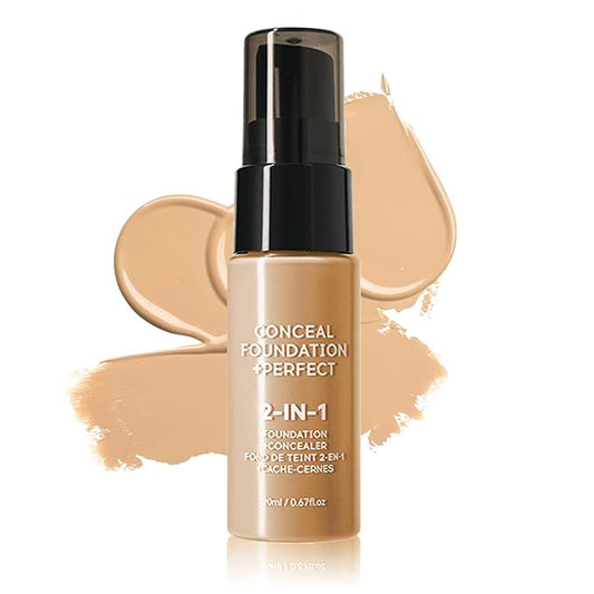 Concealer Full Coverage Foundation for Mature Skin,Oil Control Matte 2 in 1 Concealer liquid Foundation Makeup Waterproof Base De Maquillaje Alta Cobertura-02 Natural-Velvo Beauty