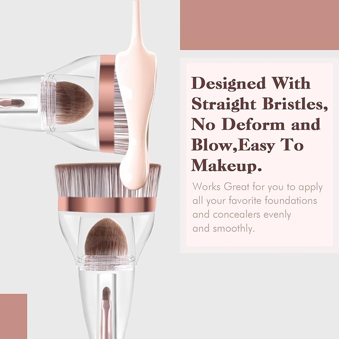 Makeup Brushes, Daubigny Perfect 3IN1 Makeup Brush for Face Blush Liquid Powder Foundation Brush for Blending Liquid, Cream or Flawless Powder Cosmetics with Great Gift Case-Velvo Beauty