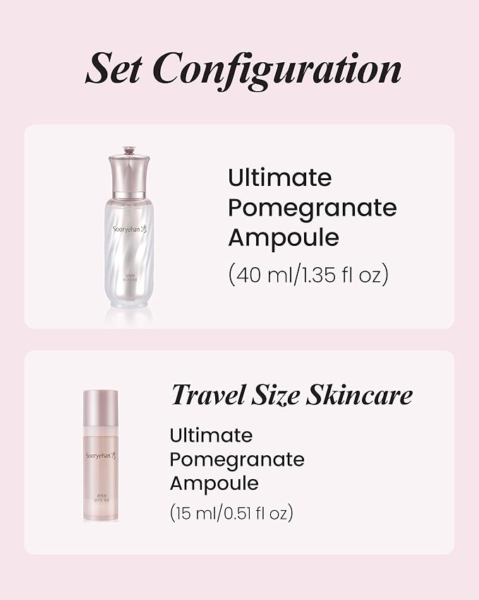 Sooryehan Ultimate Pomegranate (Ampoule Set, 1.9fl oz) - Skin Elasticity, Reduced Wrinkles & Skin Tone Improvement, Elastin, Vitamin C, Adenosine & Niacinamide-Velvo Beauty