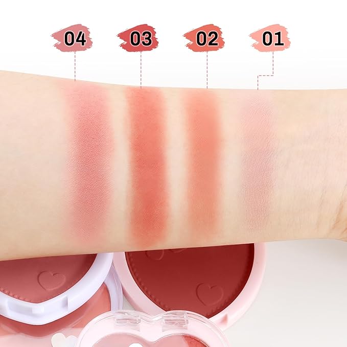 Boobeen Powder Blush Matte Pressed Blush Palette, Highly Pigmented Cream Pink Blusher for Cheeks, Blusher Compact Powder Makeup Lightweight Easily Blends, Single Color Rouge Powder-Velvo Beauty
