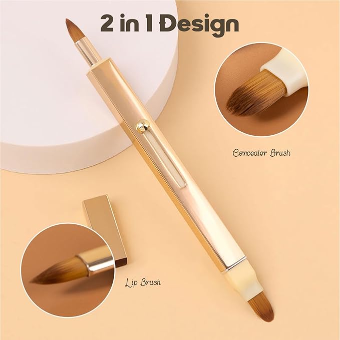 Lip Applicator Brush - 3 Pack Exquisite Professional Dustproof Retractable Lip Brush - Makeup Lipstick Lip Gloss Applicators (Pink Red Gold)-Velvo Beauty