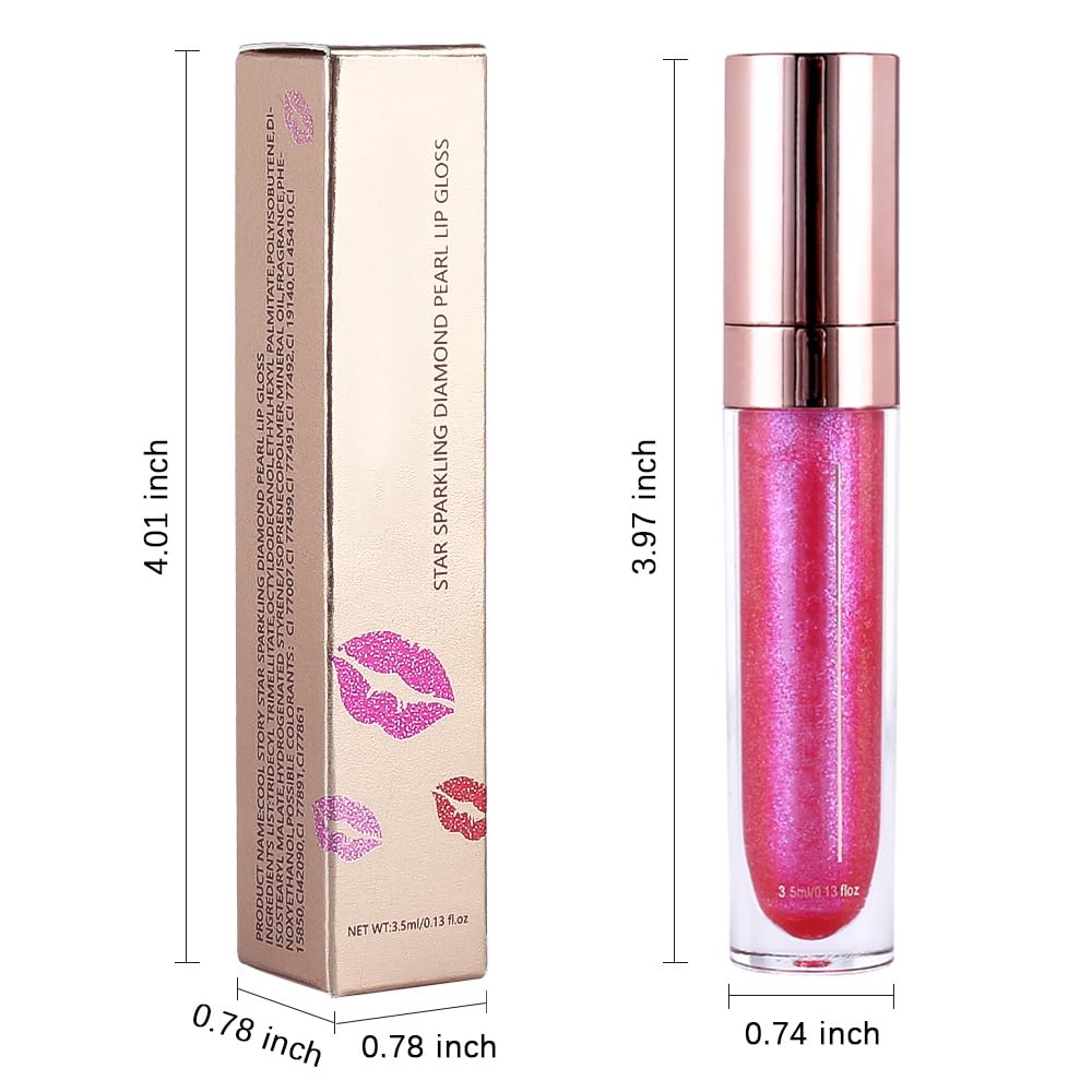 evpct 2Pcs Blush Red Pink Pearlescent Chameleon Shimmer Glitter Lipstick Lip Gloss, Long Lasting Waterproof Glitter Metallic Sparkly Glossy Lip Gloss Tint Stain Liquid Lipsticks Makeup Set for Women-Velvo Beauty