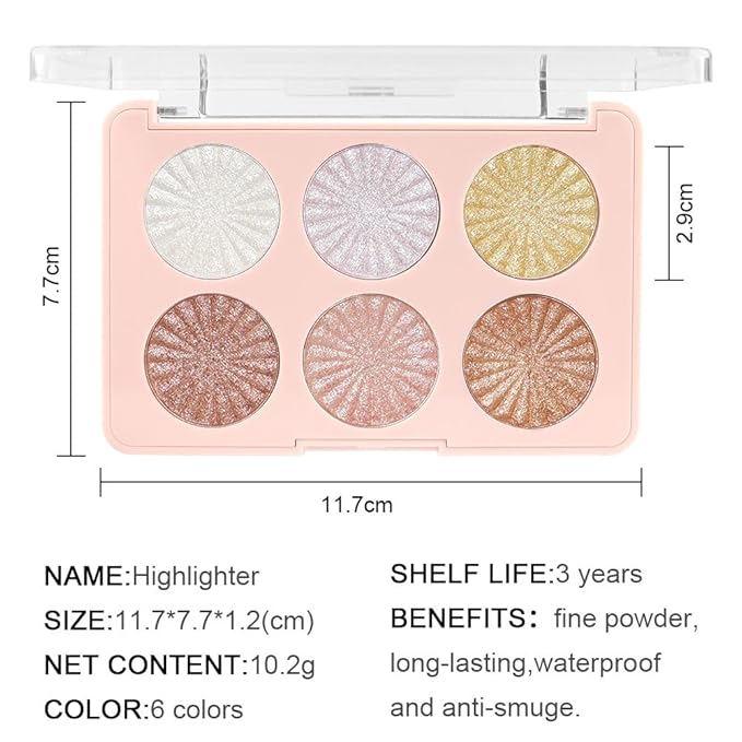 6 Colors Face Highlighter Makeup Palette iluminadores de maquillaje profesional luminizers Cheek Diamond Shimmer Stick Glitter Bronzer and Highlighter Palette makeup illuminators highlighters for face-Velvo Beauty