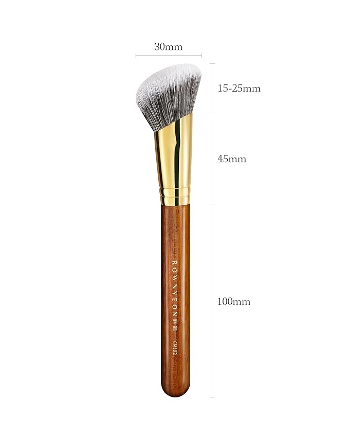 Desert Oak Series SlopeBlur Stipple Brush - Angled Nylon Bristles for Seamless Cream/Liquid/Powder Blending, Contour & Blush Application, Bubinga Handle (CM 192)-Velvo Beauty
