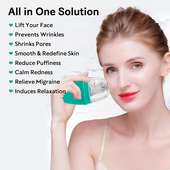 LATME Ice Cube Roller for Face Eyes,Reusable Silicone Ice Mold,Womens Gifts,Face Massager Roller Puffiness Migraine Pain Relief and Minor Injury-Velvo Beauty