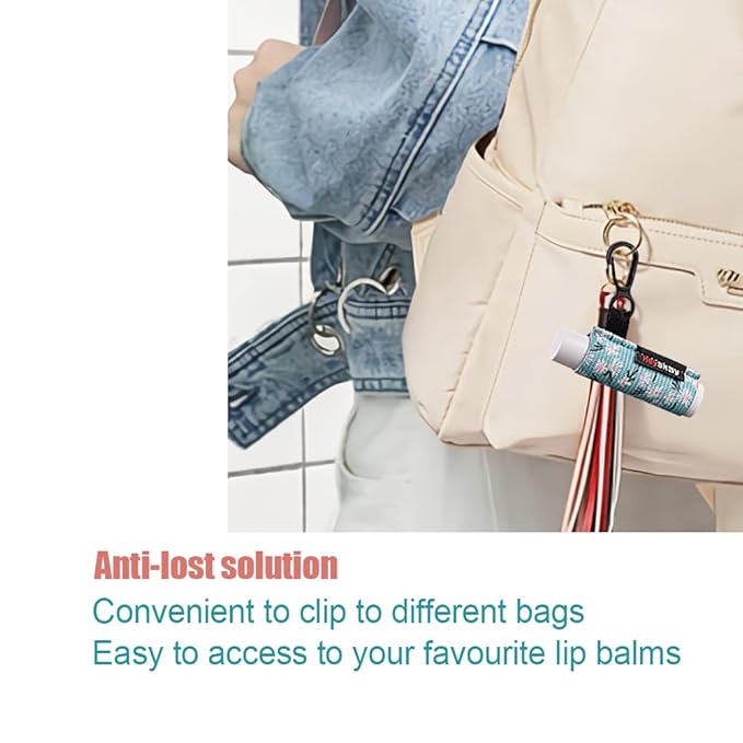 5PCS Lip Balm Holder Sleeves Keychain Chapstick Holder Keychain Lip Gloss Holder Chapstick Elastic Sleeves(Pink/Light Blue/Grey/Light Purple Mix/Pink-Green Mix)-Velvo Beauty