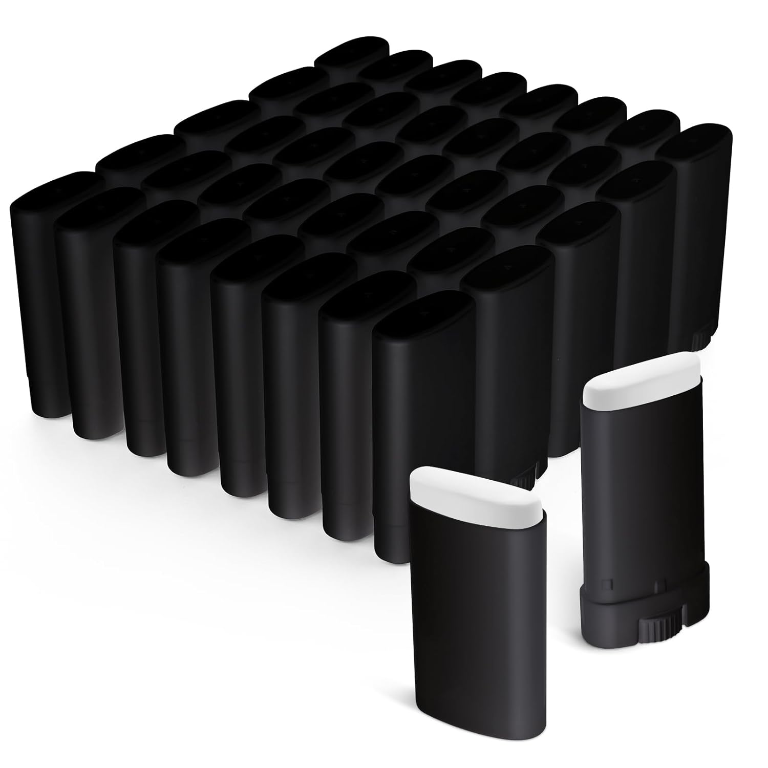 Wesiti 100 Pcs Plastic Empty Deodorant Containers 1/2 oz Travel Deodorant 15ml Refillable Containers Tubes Oval Lip Balm Tubes for Lip Balm DIY(Black)-Velvo Beauty