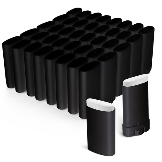 Wesiti 100 Pcs Plastic Empty Deodorant Containers 1/2 oz Travel Deodorant 15ml Refillable Containers Tubes Oval Lip Balm Tubes for Lip Balm DIY(Black)-Velvo Beauty