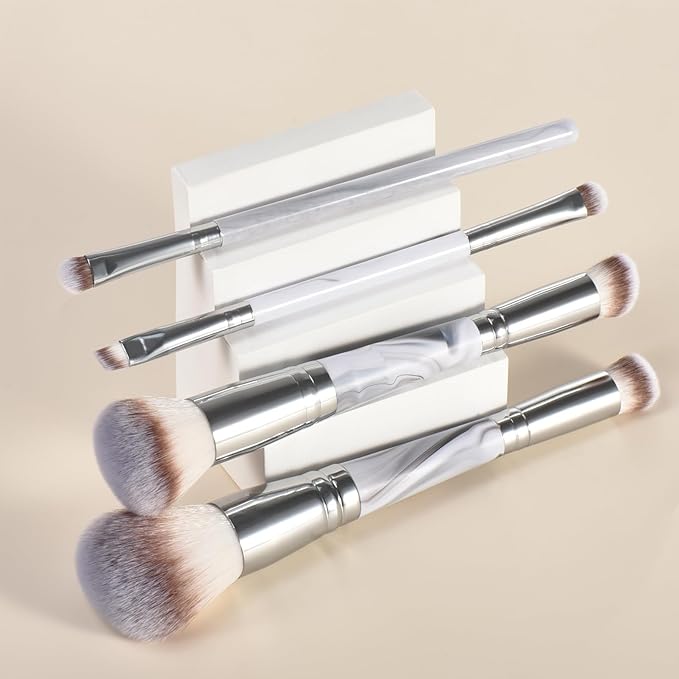 4 pcs makeup brushes, double head makeup brush set, loose powder powder blusher foundation make-up concealer eye shadow eyebrow brush, multi-purpose makeup tools-Velvo Beauty